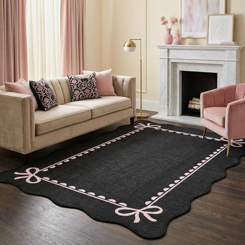 GarveeHome Scalloped Bow Rug 3x5 Washable Rug by GarveeHome