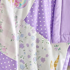 Patchwork Crib Bedding Set Unicorn Plaid Floral Design 3 Pieces Baby Girl Cute - Image 7