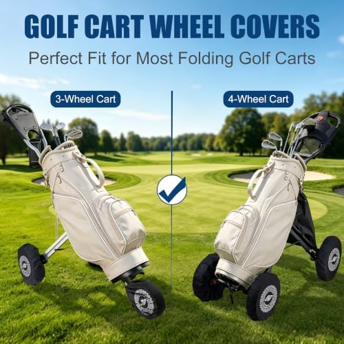 SANDIAN, Golf Hand Push Pull Cart Wheel Covers, Durable Waterproof Elastic Slip - Image 6