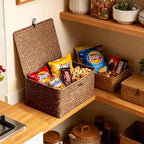 Nonam Large Wicker Basket with Lid, Seagrass Shelf Storage Basket - Image 5
