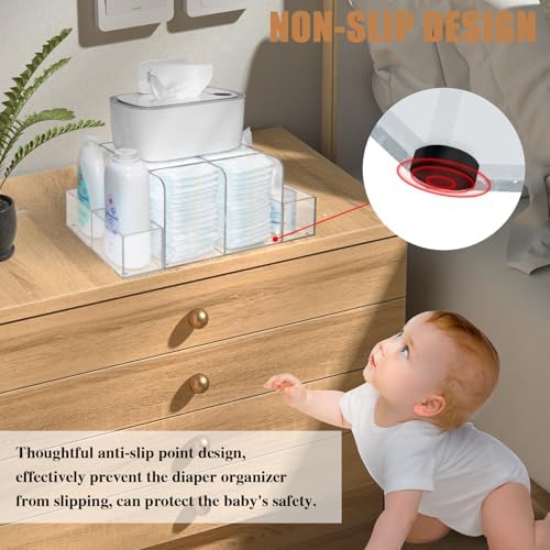 GILPWA Diaper Caddy, Baby Changing Table Organizer, Detachable Clear Acrylic - Image 5
