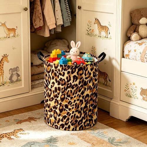 Kids Laundry Basket, Leopard pattern hamper, Nursery Hampers, Waterproof - Image 2