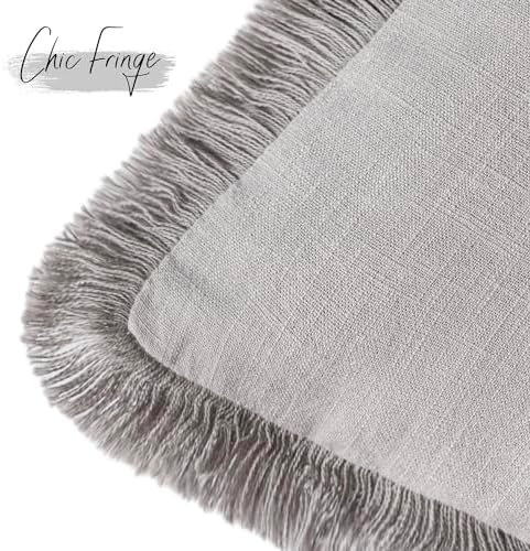 Foindtower Decorative Linen Fringe Lumbar Throw Pillow Covers Cozy Boho - Image 3