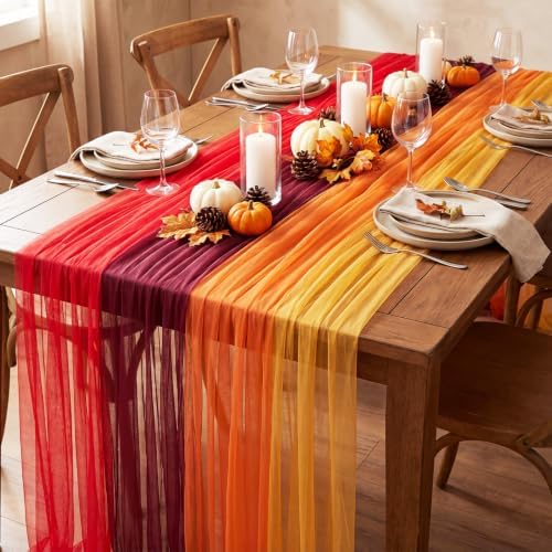4 Pcs Fall Tulle Table Runners for Wedding Table Decor - Image 2