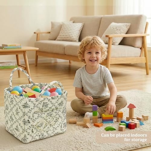 Floral Fabric Storage Basket Car Interior Storage Basket Underwear Sundries - Image 5