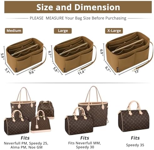 OPPOSHE Purse Organizer Insert for Handbags, Softened Felt Bag Insert Organizer - Image 3