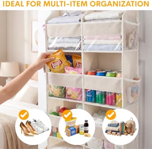 2 Pack Over The Door Organizer 6 Tiers, Extra Large Behind Door Storage of 12 - Image 5