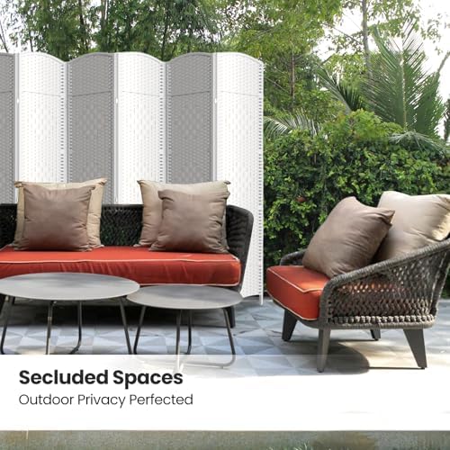 8 Panel Folding Room Divider, Woven Privacy Screen - Image 5