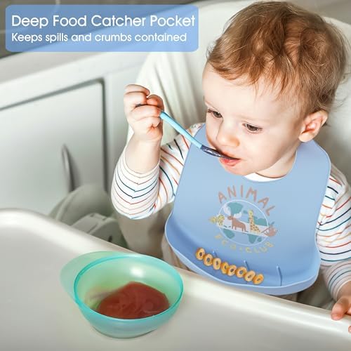 2 Pack Silicone Baby Bibs Adjustable Fit Waterproof Bib - Image 5