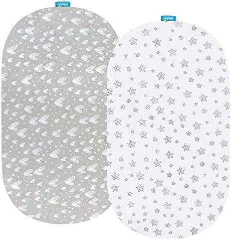 Bassinet Sheets 100% Cotton, 2 Pack Bassinet Sheets by Bilobanbabybedding