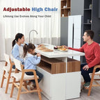Swegrow Wooden High Chair with 2 Wheels, Adjustable Seat - Image 3