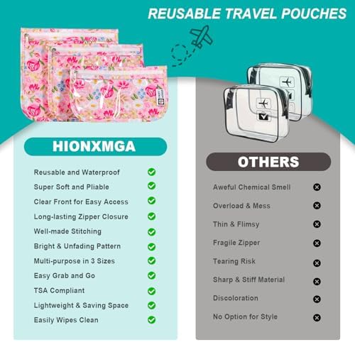 HIONXMGA Set of 3 Clear Travel Toiletry Bag, TSA Approved, Quart Size S/M/L - Image 6