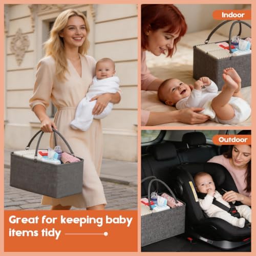 Cidaziya 3In1 Baby Diaper Caddy Organizer, 3 Tier Rolling Cart - Image 4
