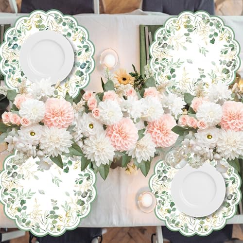 50PCS Watercolor Eucalyptus Paper Placemats Disposable Placemats - Image 6