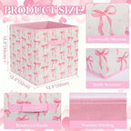 6 Pcs Pink Bow Cube Storage Bins 12.5 Inch Pink Storage Basket - Image 2