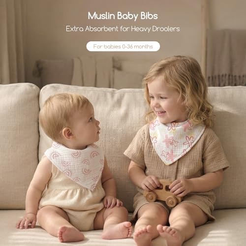 8 Pack Muslin Baby Bandana Bibs - Image 2