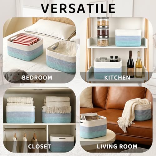 4 Pack Storage Baskets for Organizing, and Clothes, Cotton Rope Basket for - Image 3