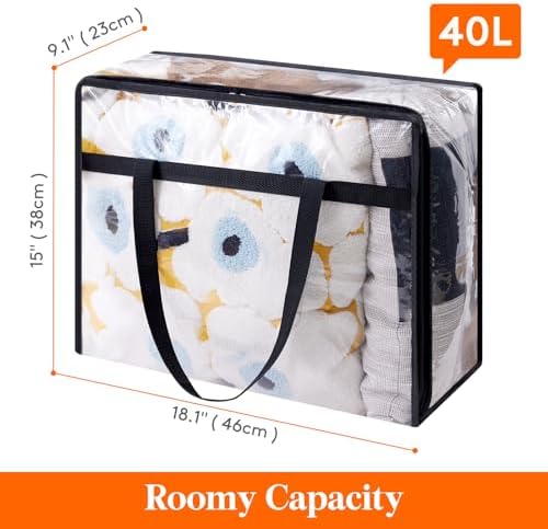 Lifewit 45L Clear Clothes Storage Bags, Plastic Foldable Blanket Storage Bag - Image 3