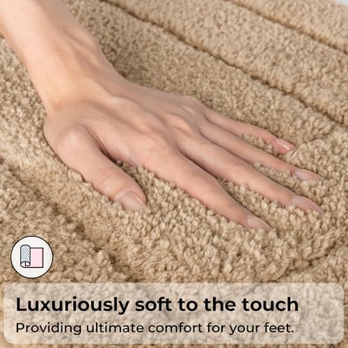 GRANNY SAYS Beige Bathroom Rugs Set 2 Piece, Soft Microfiber Bath Mats - Image 5