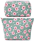 SOIDRAM 2 Pieces Sakura Makeup Bag Large Cosmetic Bag Capacity Canvas Mix by SOIDRAM