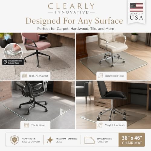 Tempered Glass Chair Mat with Lip - Image 5