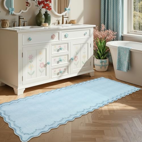 GarveeHome 2.5x8 Scalloped Washable Runner Rug Non Slip Hallway Kitchen Rug - Image 2