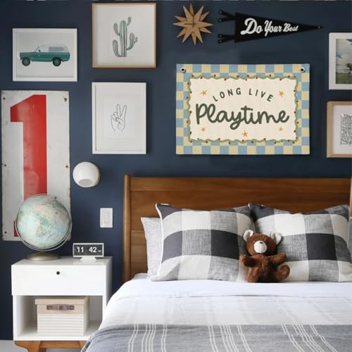 Playroom Wall Decor, Toddler Playroom Decor Hanging Linen Banner, Play Room - Image 4