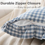 2 Pack Dust Blue Gingham Ruffle Throw Pillow Covers 18''x18'' - Image 4