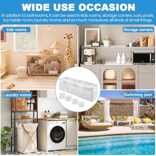 3‑Compartment Bath Toy Storage Mesh Organizer, Wall‑Mount Shower Caddy - Image 7