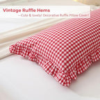Red White Gingham Ruffle Body Pillow Cover 20"x54" - Image 4