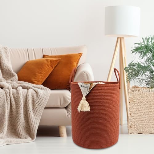 Woven Cotton Rope Laundry Basket - Image 5