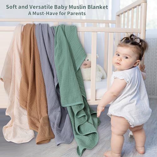 Muslin Swaddle Blankets for Newborn, 2 Pack Breathable Soft Receiving Blanket - Image 2