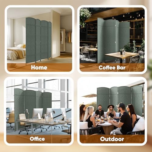 JOSTYLE Rattan Room Divider, 4-Panel Folding Privacy Screen 6ft. Extra Wide - Image 5