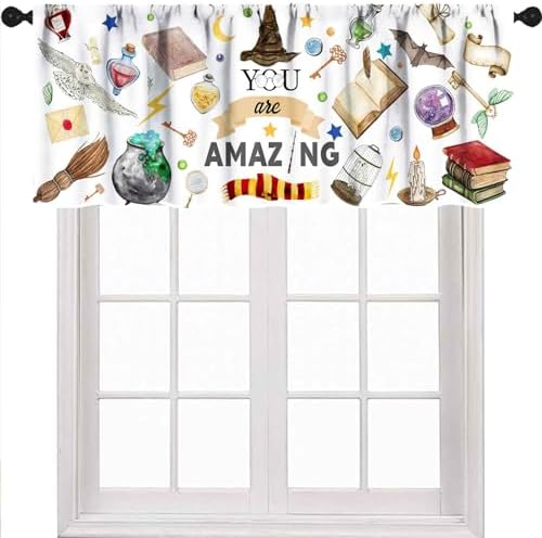 Magical Wizard Window Valance, Witchy Witchcraft Magic Book Mysterious Wizard by Unknown