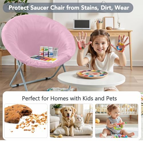 Velvet Stretch Saucer Chair Cover, Round Moon Chair Cover - Image 6
