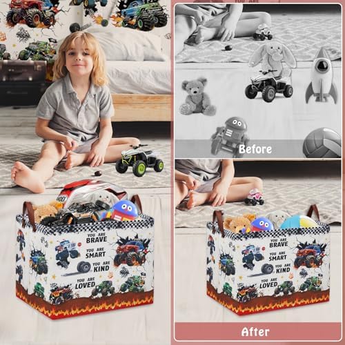 Monster Truck Storage Laundry Basket, Kid Room Decor - Image 2