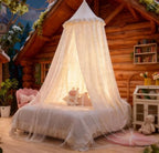 Princess Bed Canopy for Girls, Double Layer Canopy Fits Twin/Full Bed by Eimilaly