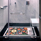 Shower Mat Non Slip 26.8 x 15.1 Inches, Colorful Flower Bathtub Mat Shower - Image 6