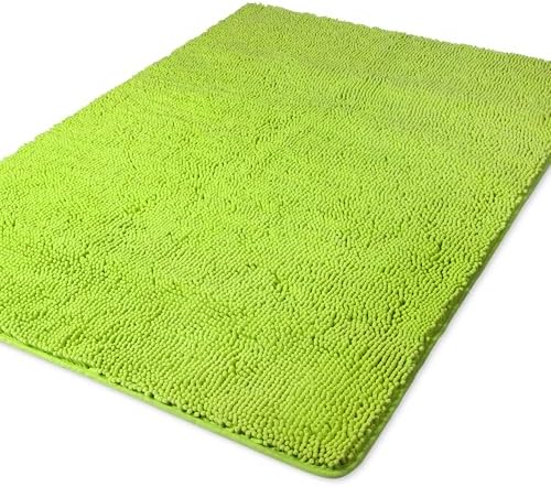 Yeaban Chenille Lime Green Bathroom Rug 40"x60", Non-Slip Rubber Backing by Yeaban