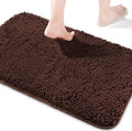 Yeaban Chenille Brown Bathroom Rug 17"x24", Non-Slip Rubber Backing by Yeaban