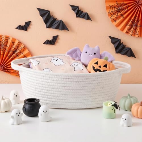 MEGASKET White Small Woven Basket, 13” x 9” x 5” Baskets - Image 4