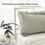Sage Green White Gingham Ruffle Body Pillow Cover 20"x54" - Image 4