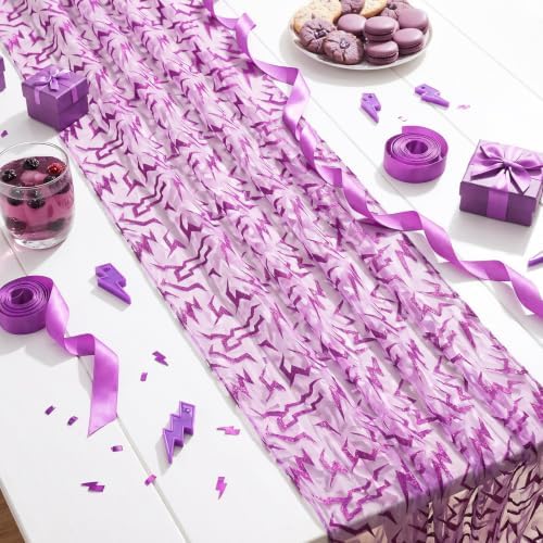 4 Pcs Purple Kpop Tulle Table Runner 29x70 Glitter Lace - Image 3