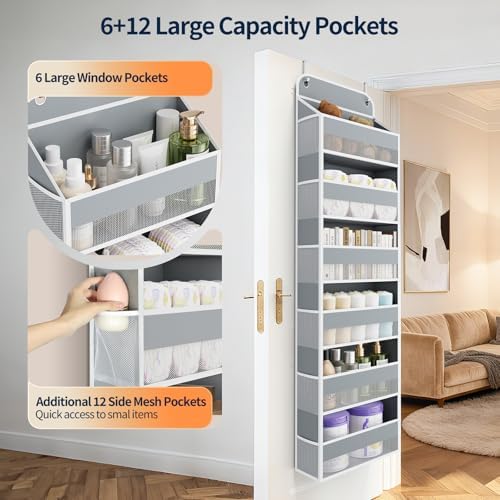 Yecaye Over Door Organizer, 60 lbs Load Capacity, Metal Hanging Storage - Image 2