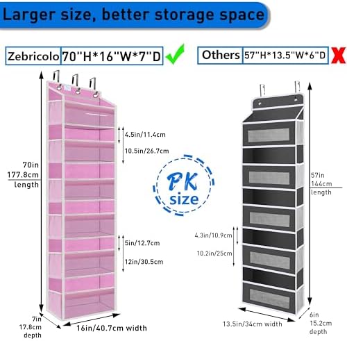 Over the Door Organizer Storage 6 Tier, 12 Large Capacity Side Pockets - Image 2