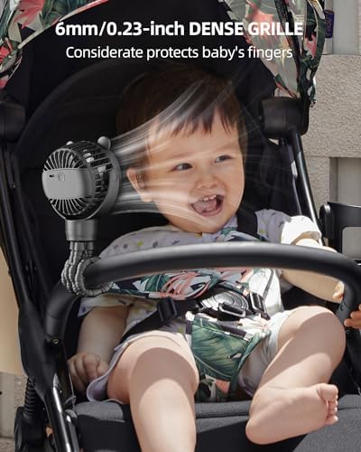buywoo Portable Stroller Mini Fan, Small Rechargeable Personal Cooler w/ 360° - Image 2