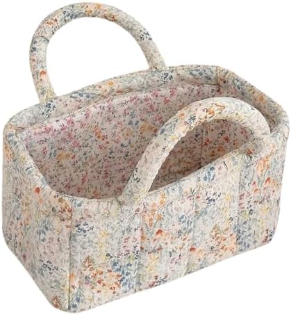 Small Storage Basket Organizer, Mini Fabric Floral Storage Baskets by Ankick
