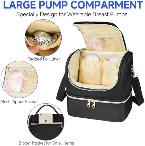 Wearable Breast Pump Bag with Cooler Compartment Fits - Image 4