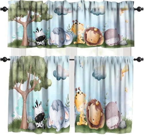 Animals Nursery Valance Curtain Baby Boy Girl Bear Fox Deer Bunny Short Half by Unknown