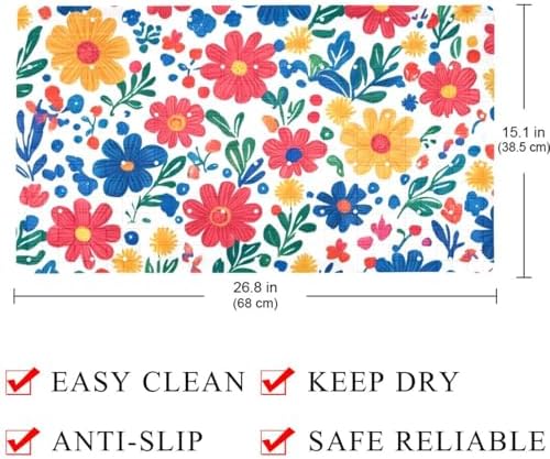 Bathtub Mat Non Slip 26.8x15.1In, Flowers Bath Mat - Image 4